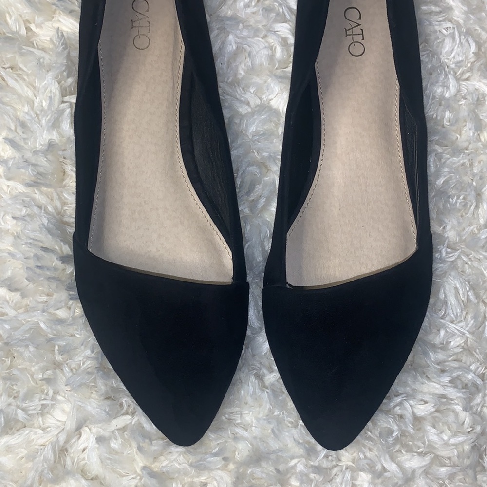 Black suede flat shoes by Cato  Size 9 EUC
